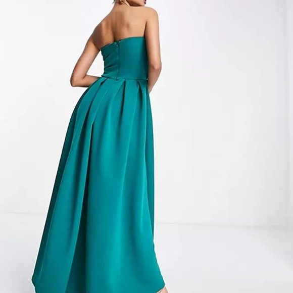 ASOS high low midi dress in emerald green - Picture 2 of 9